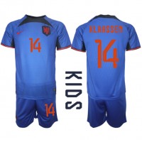 Holland Davy Klaassen #14 Udebanesæt Børn VM 2022 Kortærmet (+ Korte bukser)